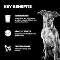 Convenient to serve, glucosamine and chondroitin for joint support, and protein for strong muscles