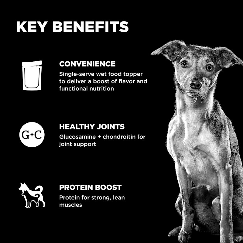 Convenient to serve, glucosamine and chondroitin for joint support, and protein for strong muscles