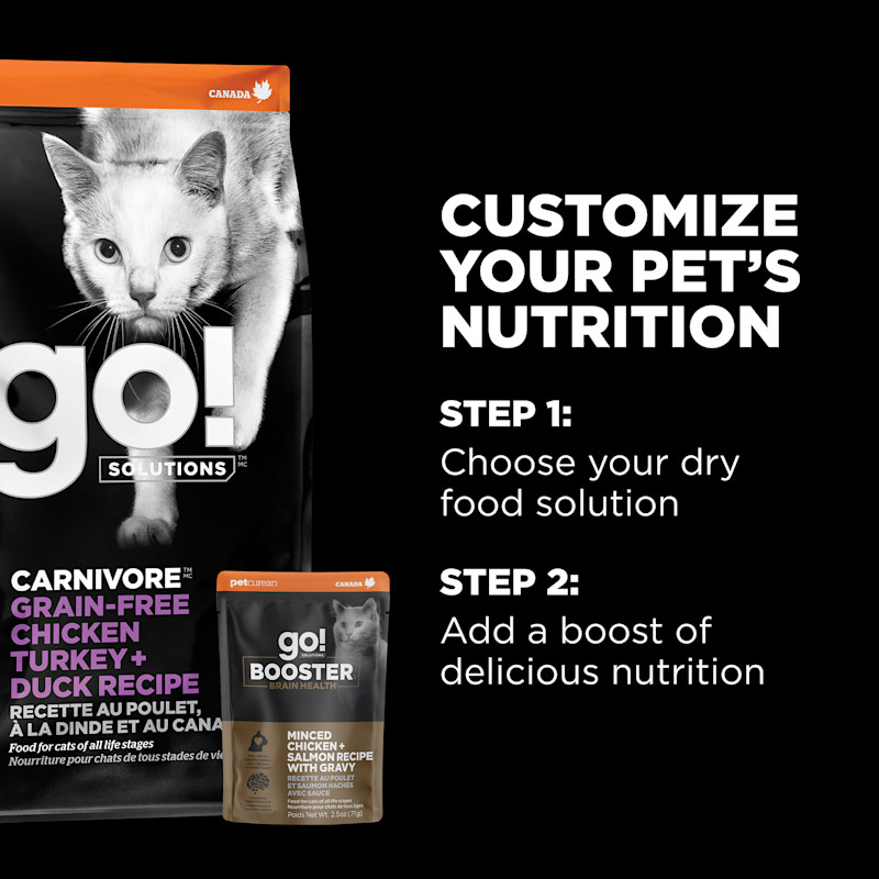 Customize your pet's nutrition with dry food plus Booster recipes