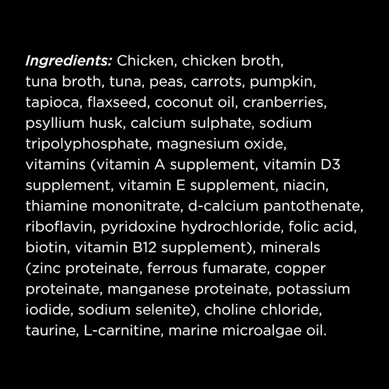 Go! Solutions Booster Weight Management Minced Chicken + Tuna Recipe with Gravy cat food topper ingredients