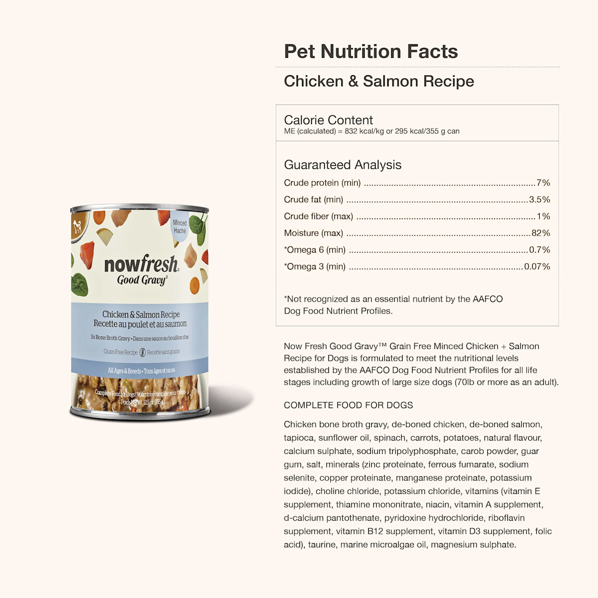 Now Fresh Good Gravy Minced Chicken & Salmon Wet Dog Food Ingredients