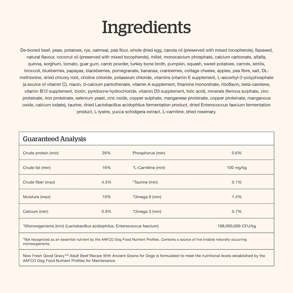 Now Fresh Good Gravy Beef Recipe for Adults dog food ingredients