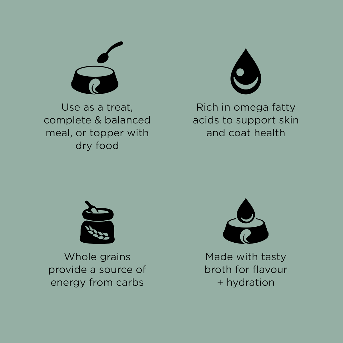 Use as a meal or topper, rich in omega fatty acids, with whole grains, and made with tasty broth