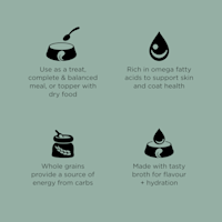 Use as a meal or topper, rich in omega fatty acids, with whole grains, and made with tasty broth
