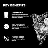 Convenient to serve, glucosamine and chondroitin for joint support, and protein for strong muscles