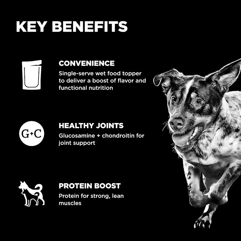 Convenient to serve, glucosamine and chondroitin for joint support, and protein for strong muscles