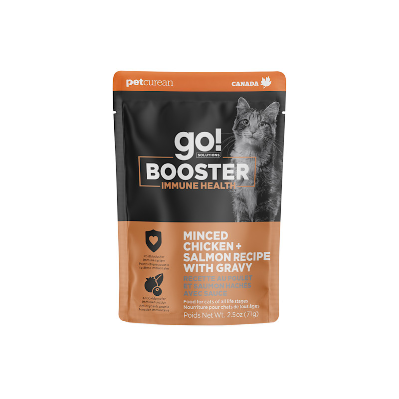 Go! Booster Immune Health Minced Chicken + Salmon Recipe with Gravy for Cats