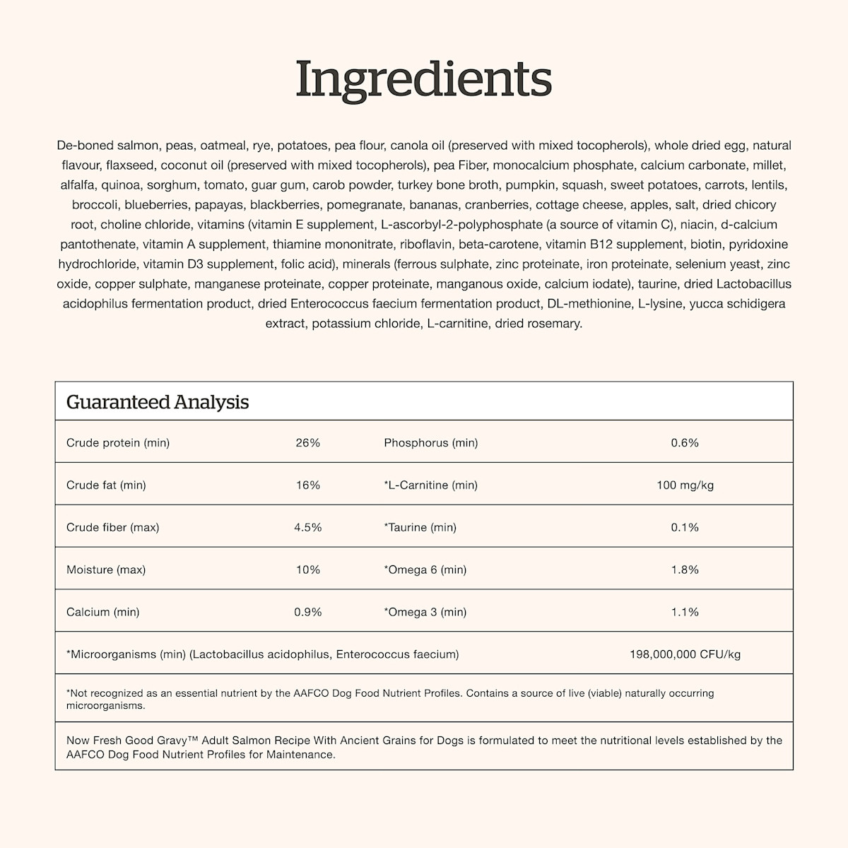Now Fresh Good Gravy Salmon Recipe dog food ingredients