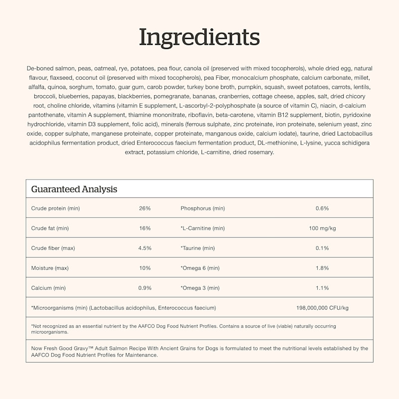 Now Fresh Good Gravy Salmon Recipe dog food ingredients
