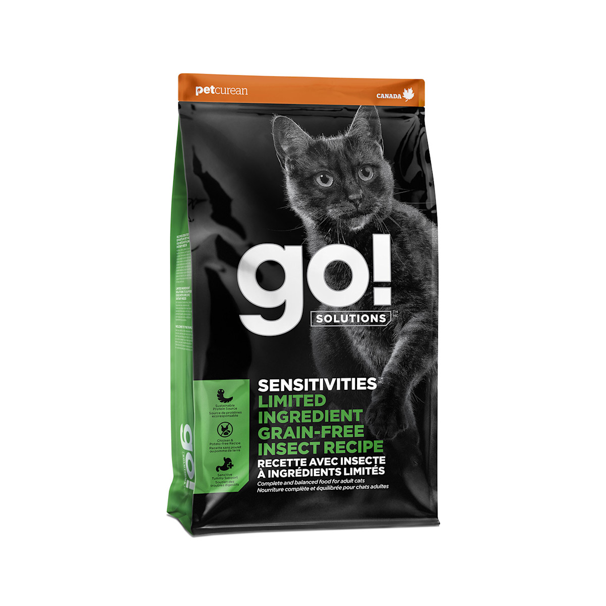 Nourriture sèche pour chats Go! Solutions Sensitivities, recette avec insecte à ingrédients limités sans grains