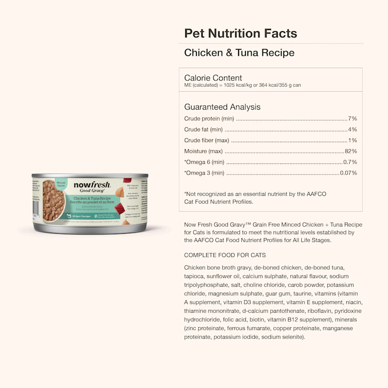 Now Fresh Good Gravy Minced Chicken & Tuna Wet Cat Food Ingredients