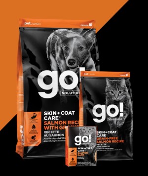 GO! SOLUTIONS SKIN + COAT CARE Salmon dry food bags for dog and cat and wet food Tetra Pak for cats