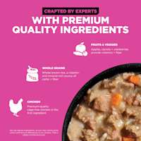 Crafted by experts with premium-quality fruits and veggies, whole grains, and chicken