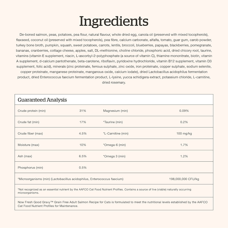 Now Fresh Good Gravy Salmon Recipe for Adults cat food ingredients