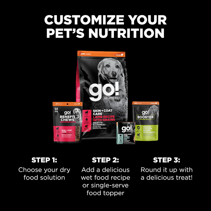 Customize your pet's nutrition with treats, wet food, and kibble