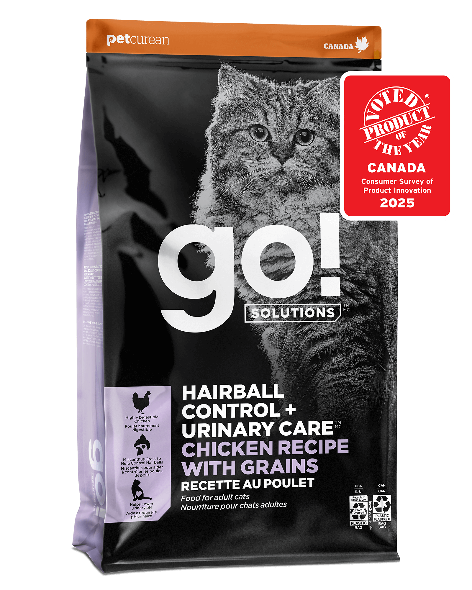 Go! Solutions Hairball Control + Urinary Care Chicken Recipe with Grains for Cats