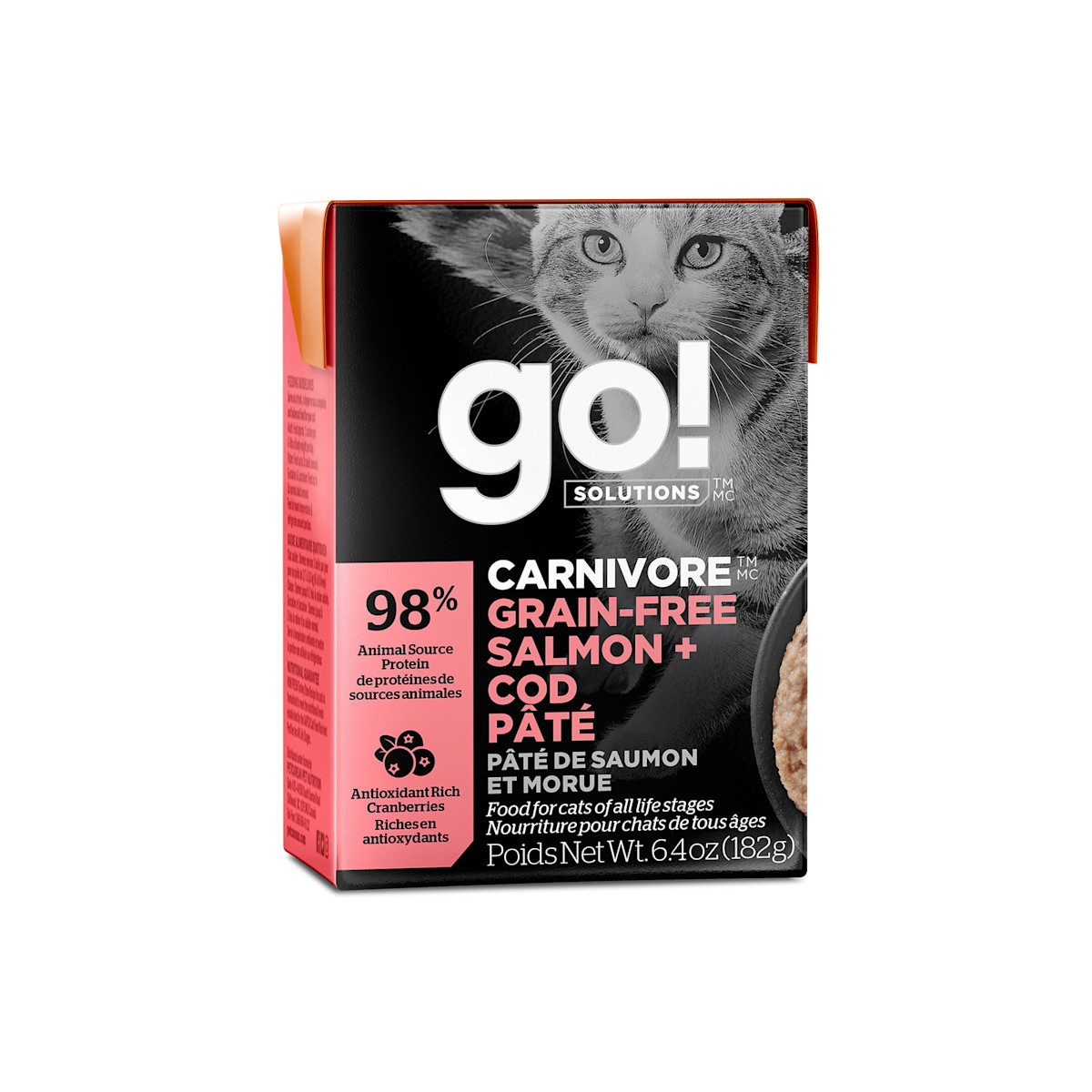 Go! Solutions Carnivore Grain-Free Salmon + Cod Pâté wet food for cats