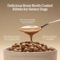 Delicious bone broth coated kibble for senior dogs