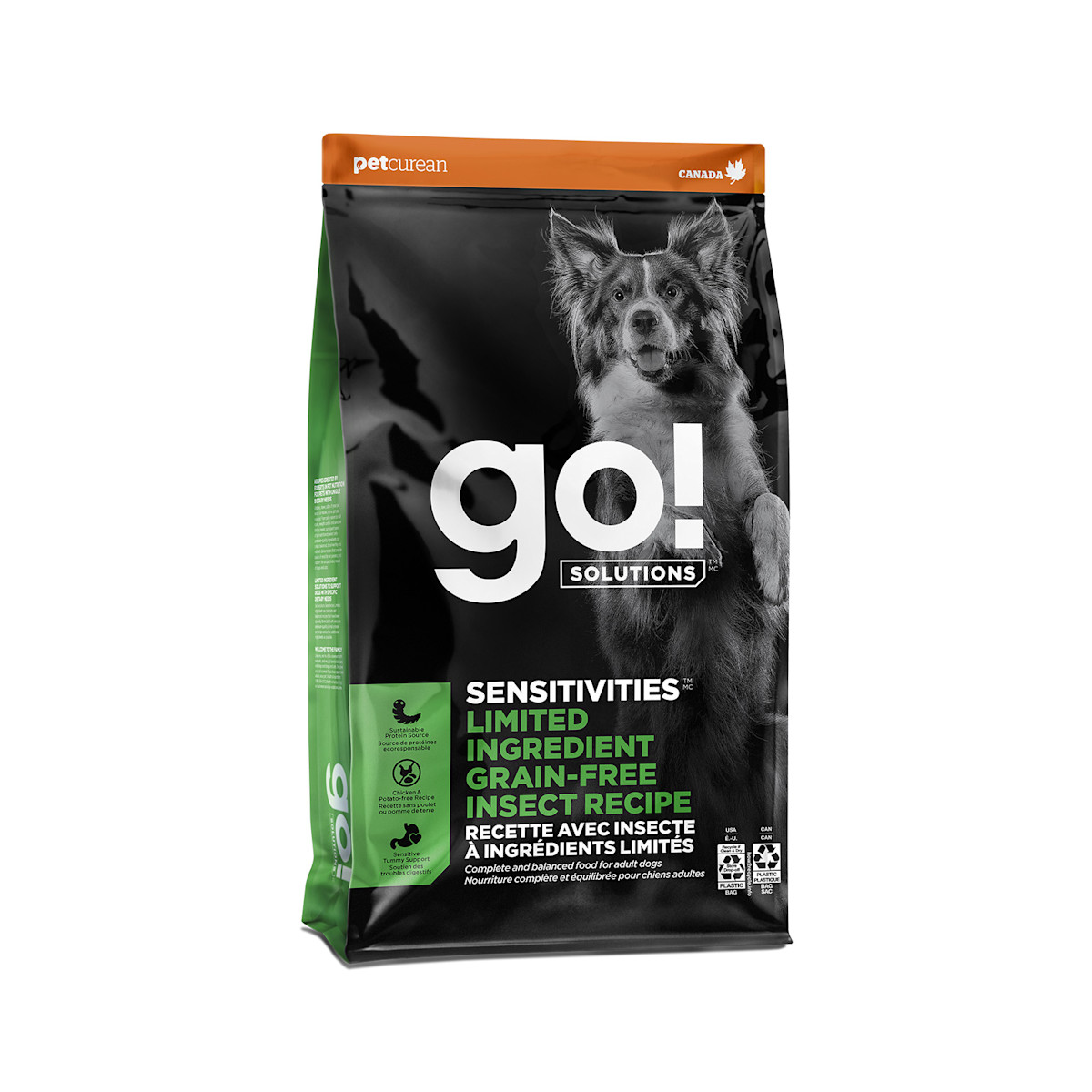 Nourriture sèche pour chiens Go! Solutions Sensitivities, recette avec insecte à ingrédients limités sans grains