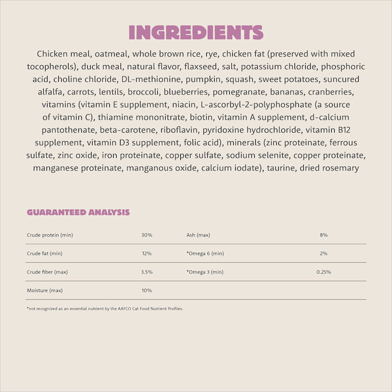 Summit Meadow Roast cat food ingredients