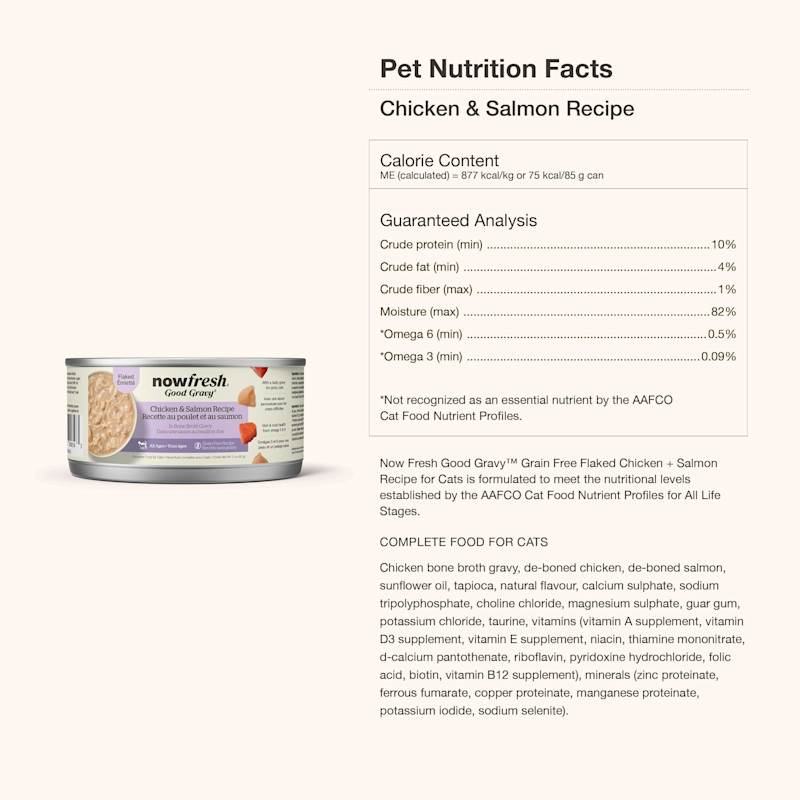 Now Fresh Good Gravy Flaked Chicken & Salmon Wet Cat Food Ingredients