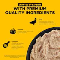 Crafted by experts with premium-quality duck, pumpkin, and flaxseed