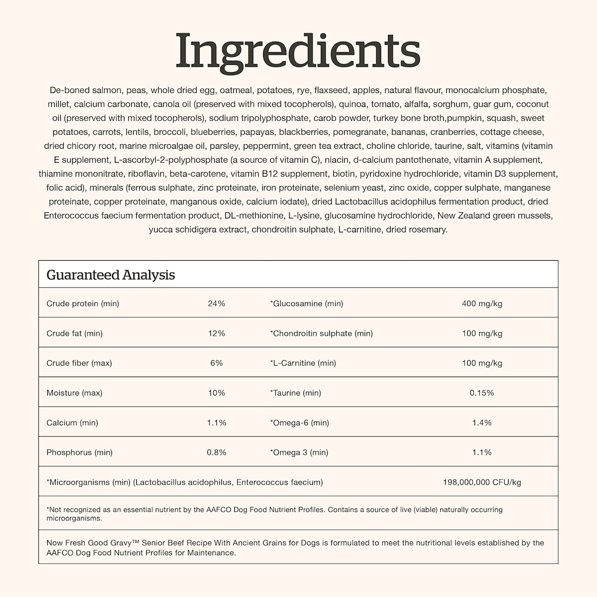 Now Fresh Good Gravy Salmon Recipe for Small Breed Senior Dogs Ingredients