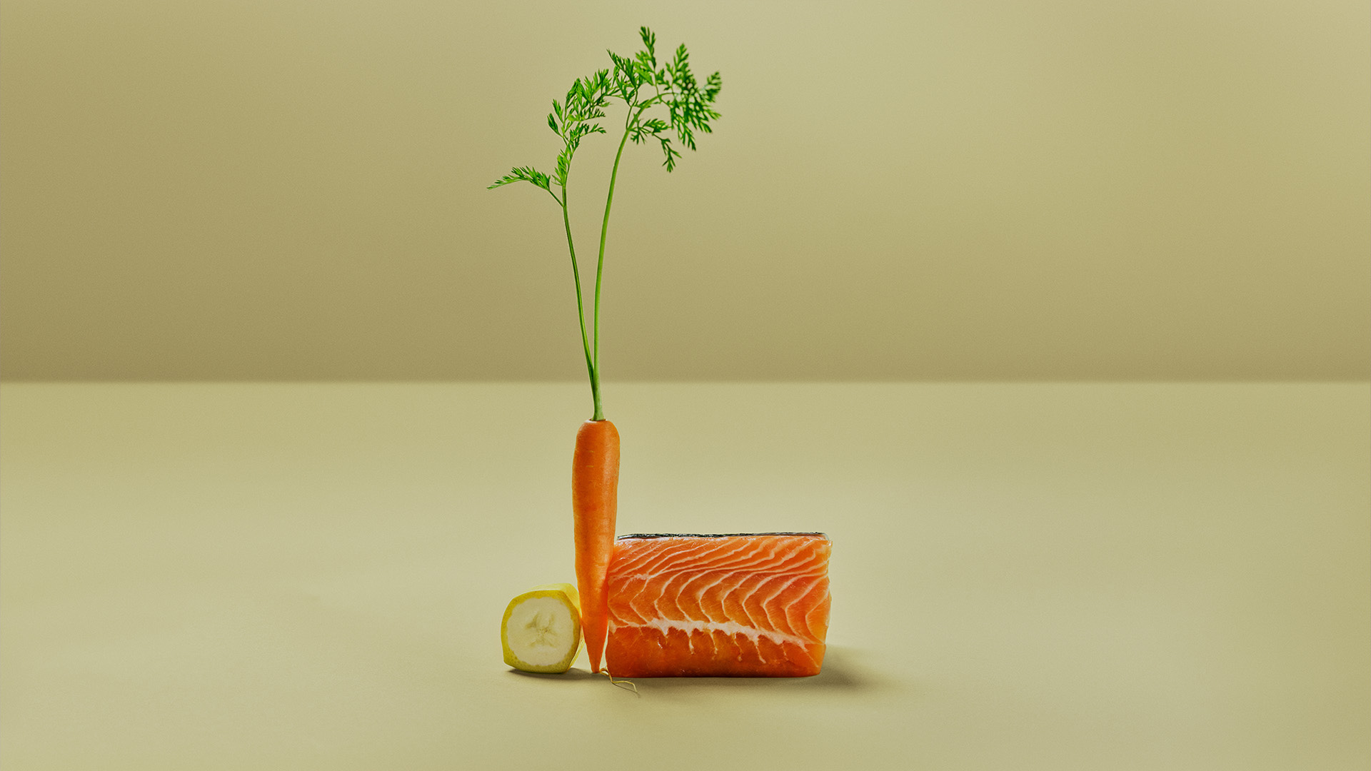 Carrot, banana, and salmon