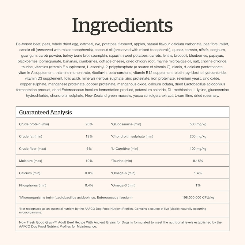 Good Gravy Beef Recipe for Large Breed Dogs Ingredients