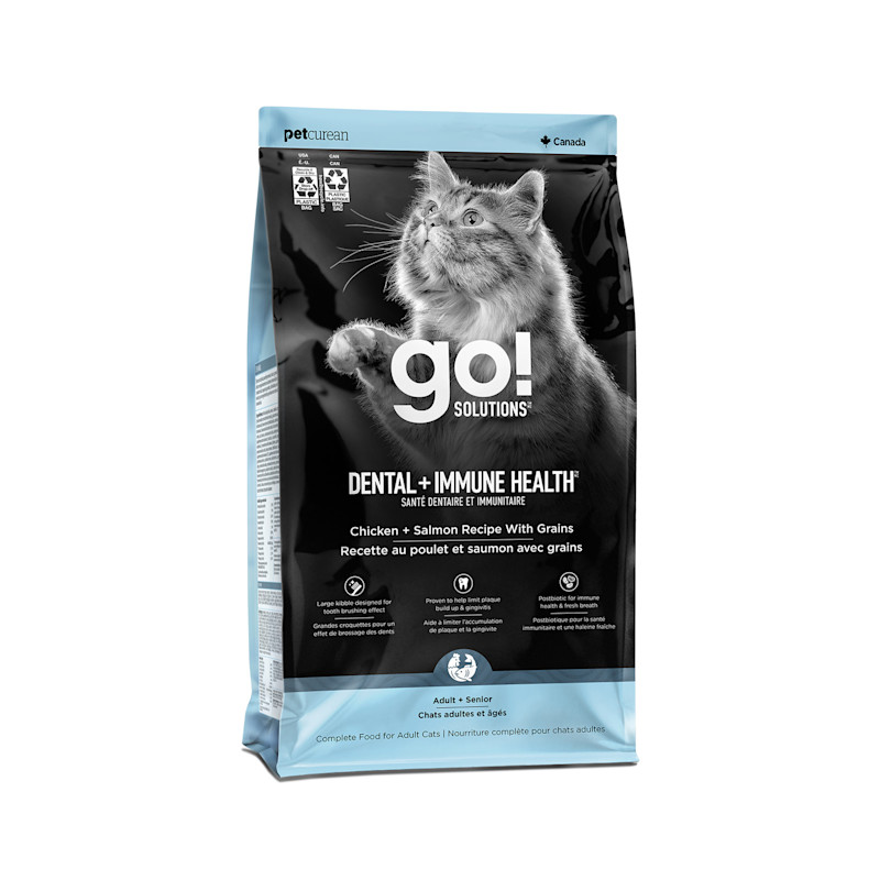 GO! Solutions Dental + Immune Health Chicken & Salmon Recipe With Grains Dry Cat Food