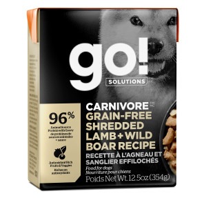GO! SOLUTIONS CARNIVORE Grain-Free Shredded Lamb + Wild Boar Recipe for Dogs