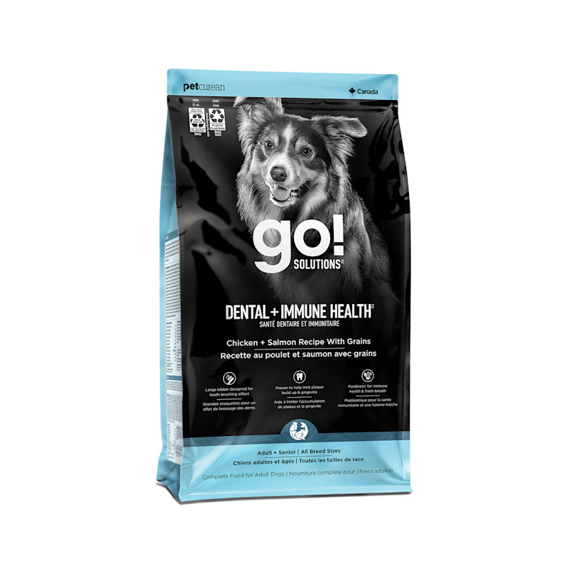 GO! Solutions Dental + Immune Health Chicken + Salmon Recipe With Grains Dry Dog Food