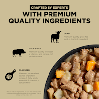 Crafted by experts with premium-quality lamb, wild boar, and flaxseed