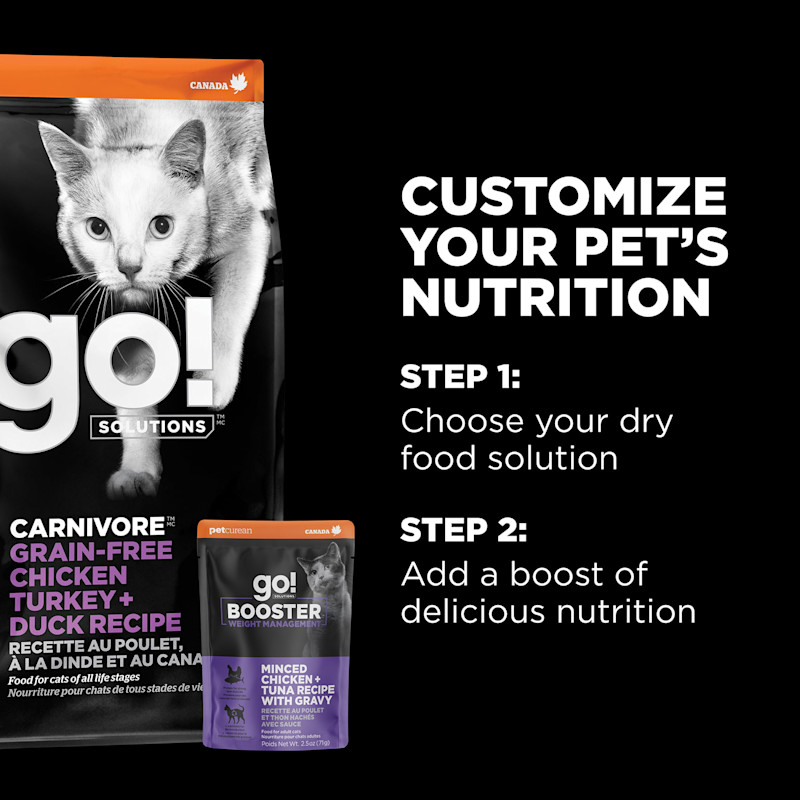 Customize your pet's nutrition with dry food plus Booster recipes