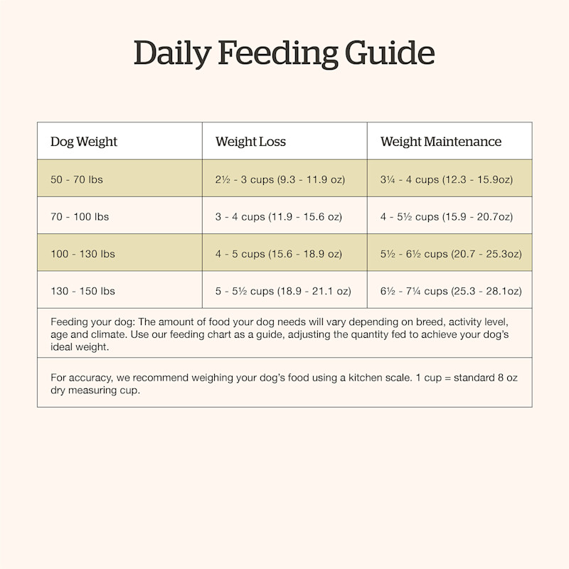 Now Fresh Large Breed Adult Recipe dog food feeding guide
