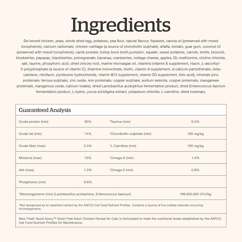 Now Fresh Good Gravy Chicken Recipe for Senior Cats Ingredients