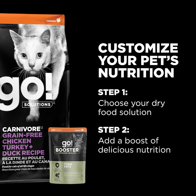 Customize your pet's nutrition with dry food plus Booster recipes