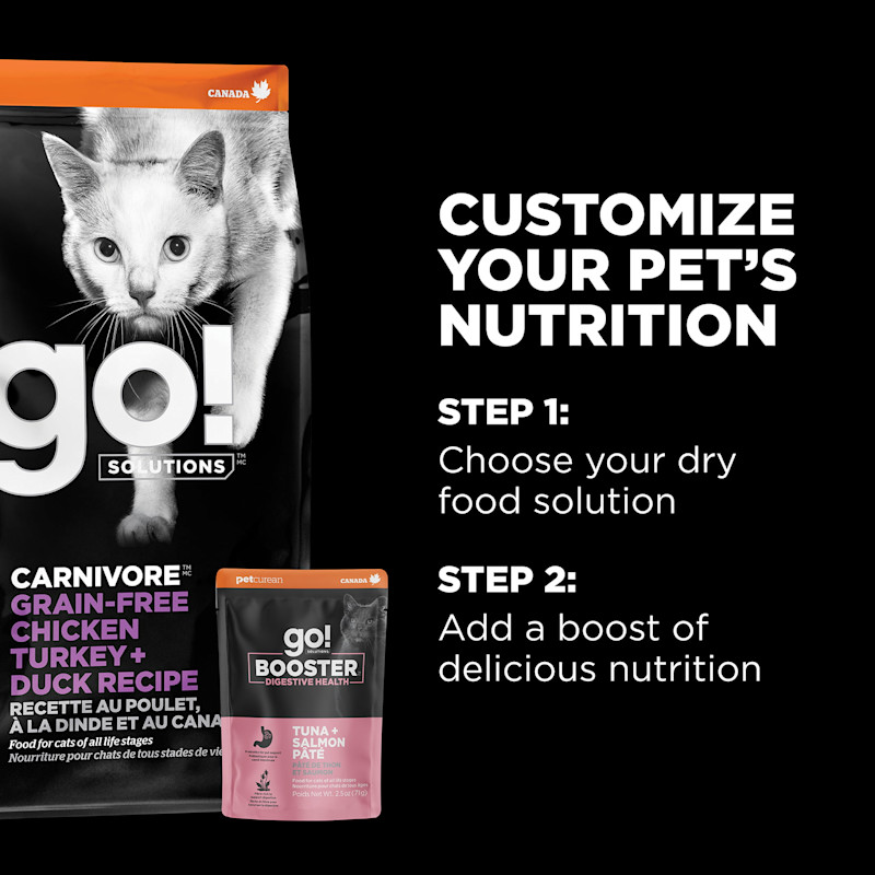 Customize your pet's nutrition with dry food plus Booster recipes