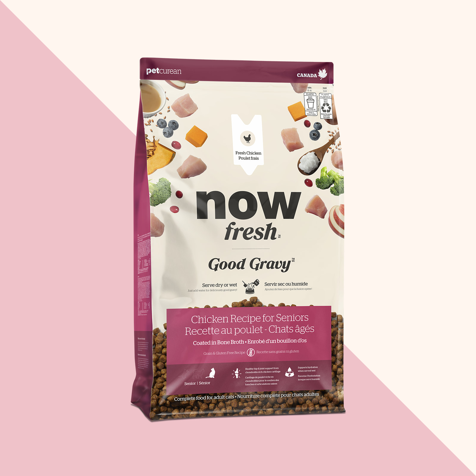 Nourriture sèche pour chats âgés Good Gravy de Now Fresh, recette au poulet