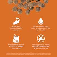 Made with premium-quality salmon, rich in omega fatty acids, with whole grains, and zero by-product meals