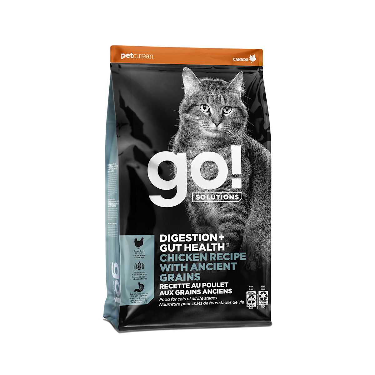 Nourriture sèche pour chats Go! Solutions Digestion + Gut Health, recette au poulet avec grains anciens