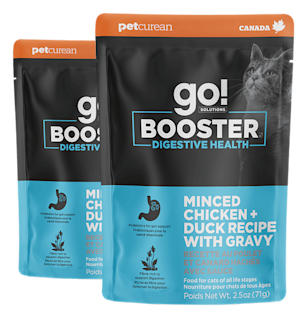 Go! Solutions Booster Digestive Health Minced Chicken + Duck Recipe with Gravy cat food topper