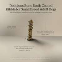 Delicious bone broth coated kibble for small breed adult dogs