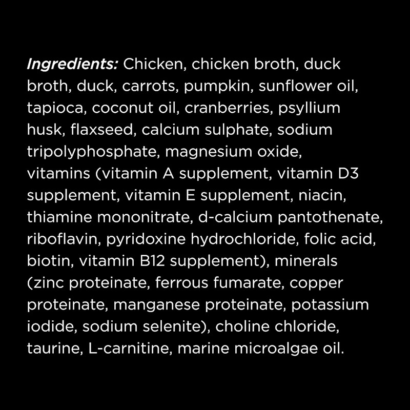 Go! Solutions Booster Weight Management Shredded Chicken + Duck Recipe in Broth cat food topper ingredients