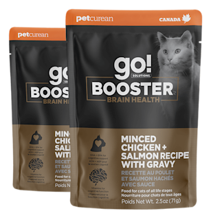 Go! Solutions Booster Brain Health Minced Chicken + Salmon Recipe with Gravy cat food topper