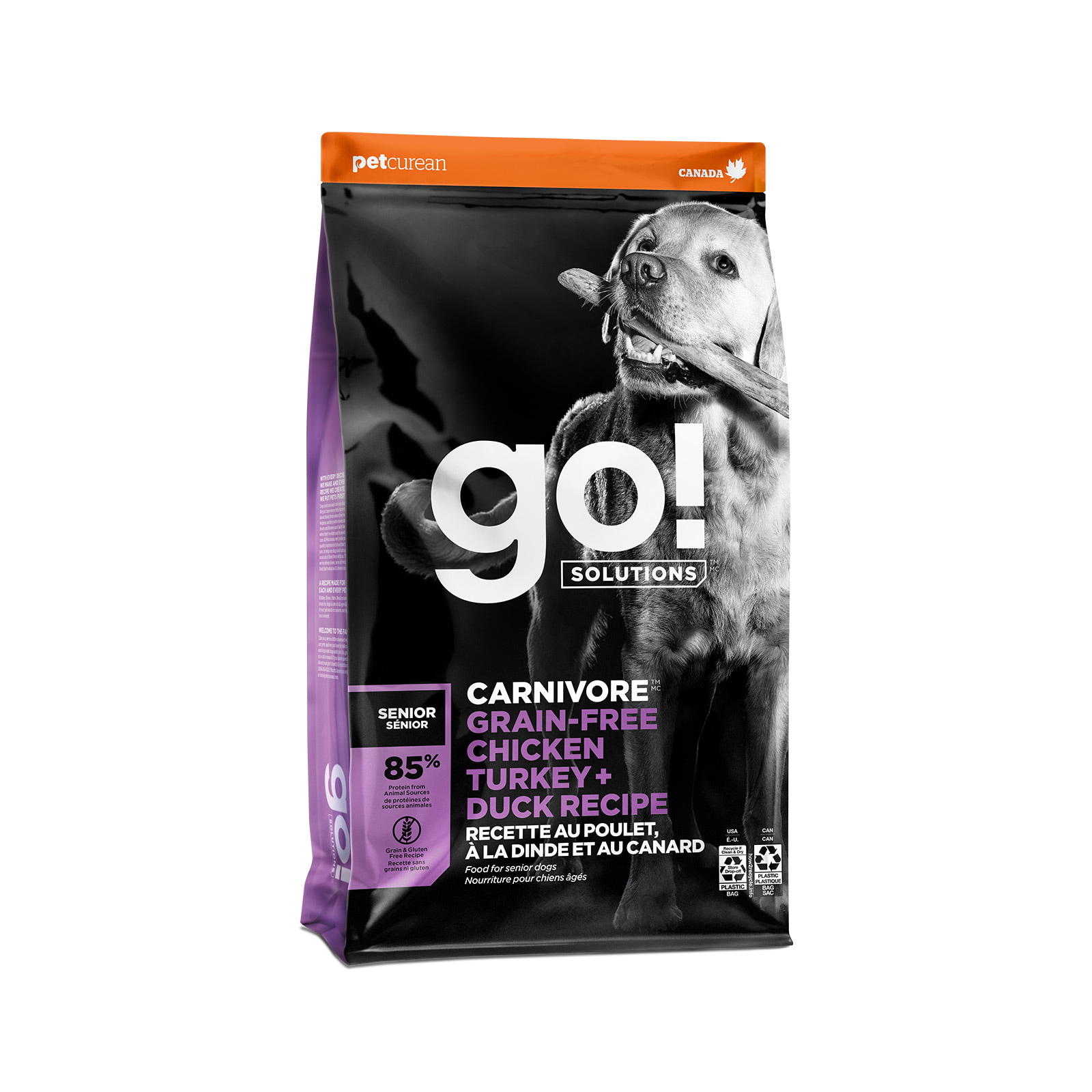 Go! Solutions Carnivore Grain-Free Chicken, Turkey + Duck dry senior dog food