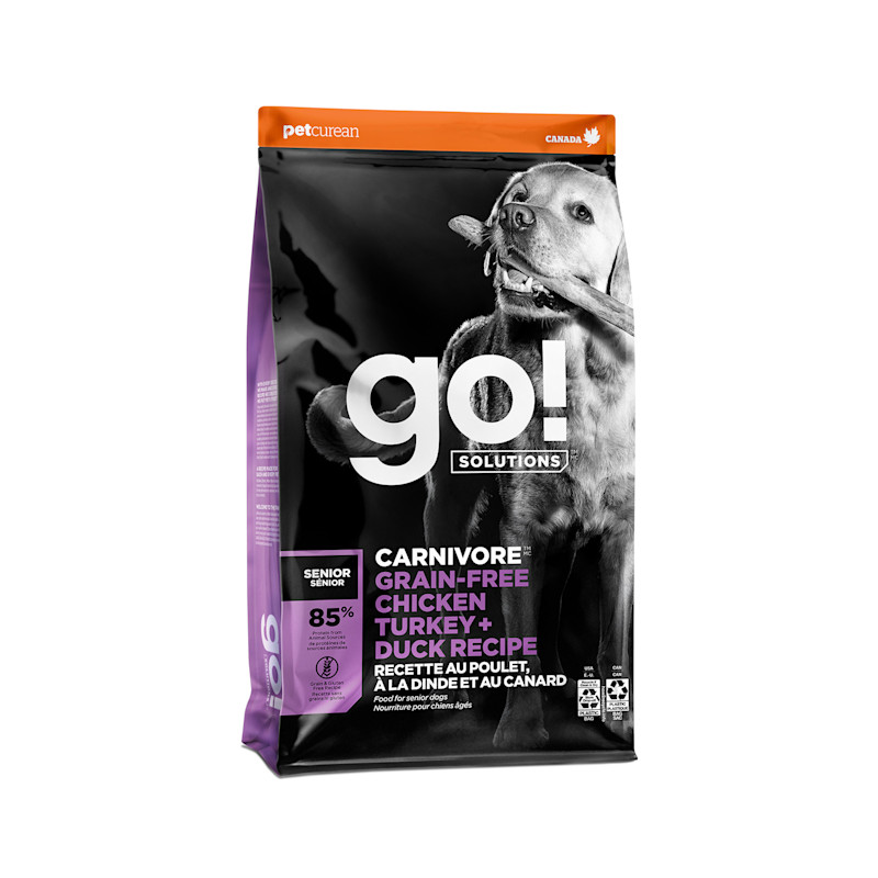 Go! Solutions Carnivore Grain-Free Chicken, Turkey + Duck dry senior dog food
