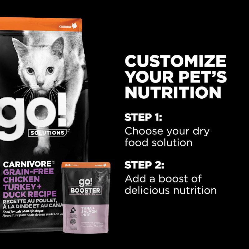 Customize your pet's nutrition with dry food plus Booster recipes