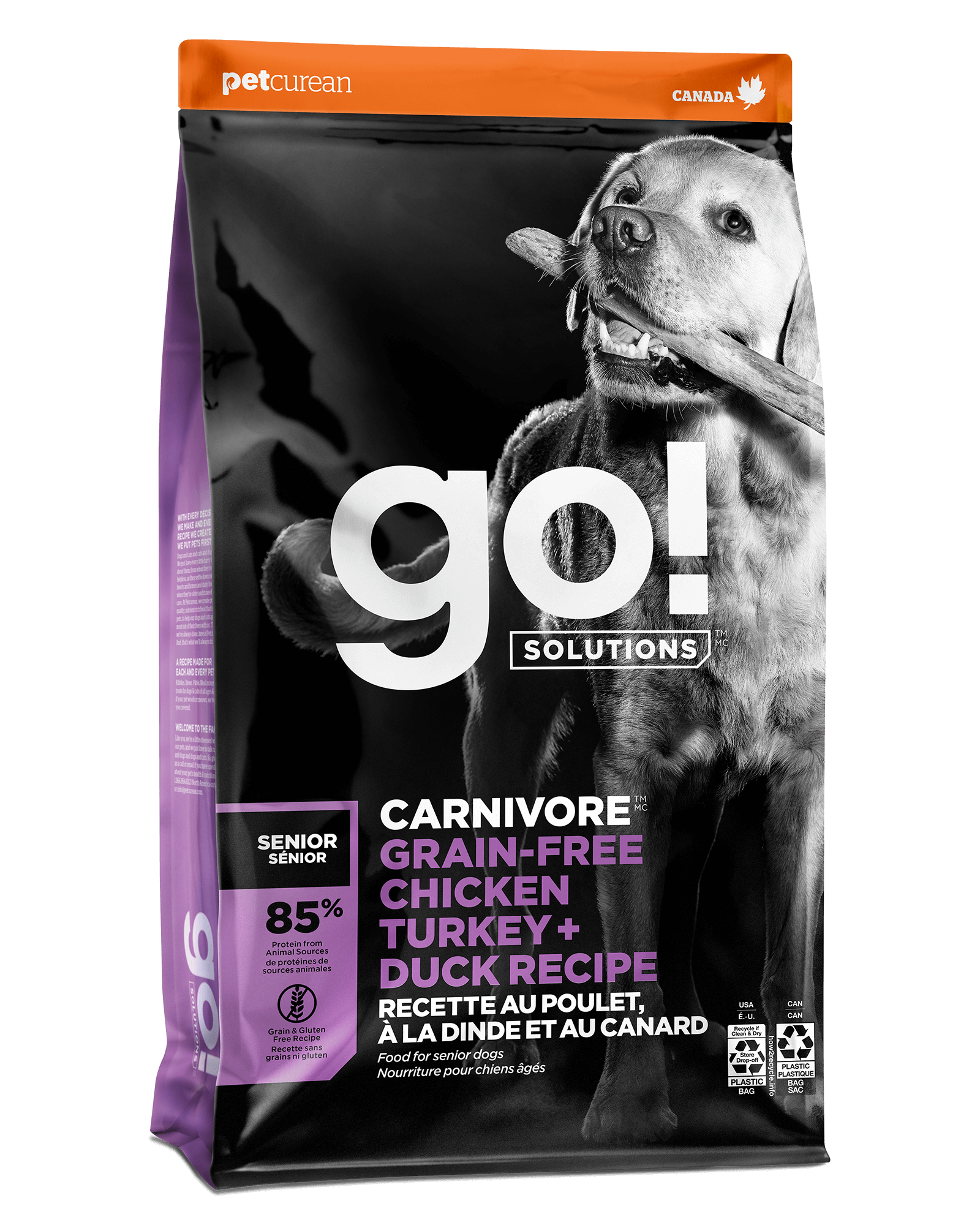 Go! Solutions Carnivore Grain-Free Chicken, Turkey + Duck dry senior dog food