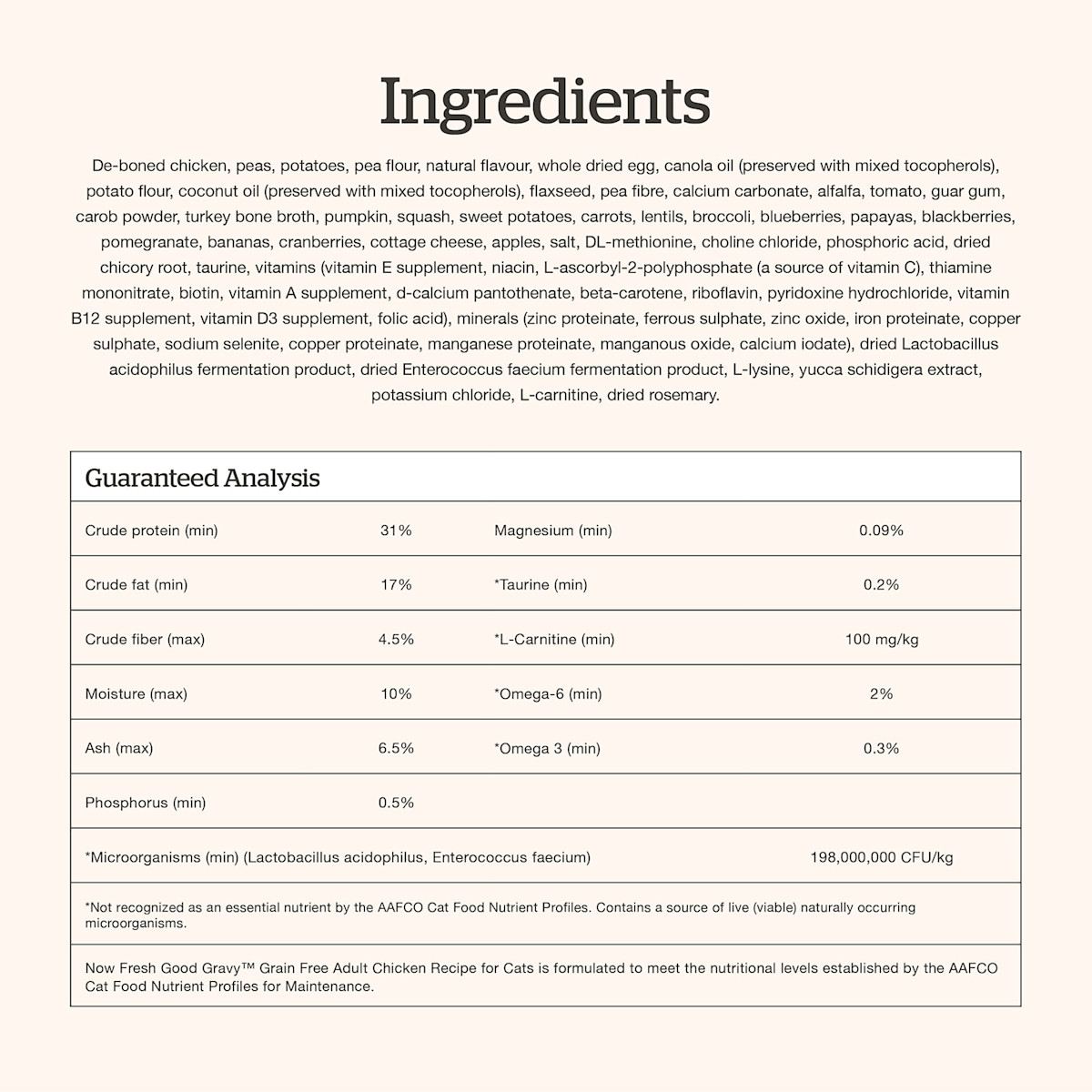 Now Fresh Good Gravy Chicken Recipe for Adults cat food ingredients